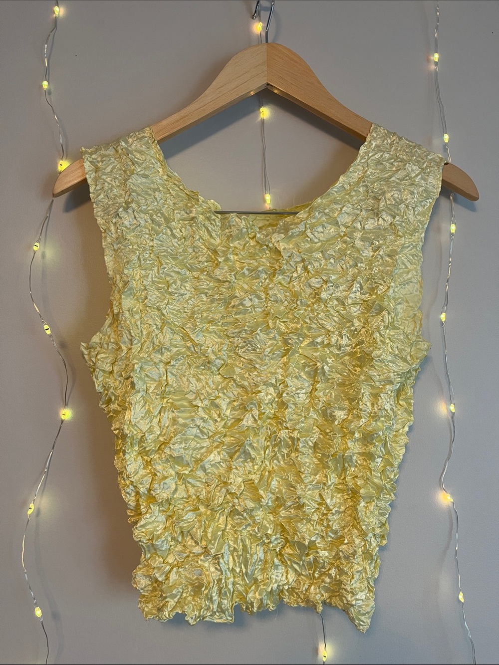 Yellow Textured Sleeveless Tank Top